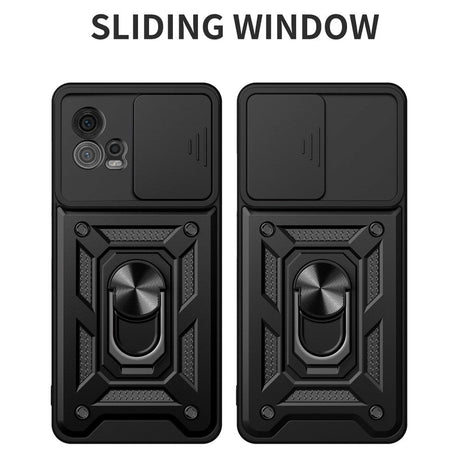 Motorola Moto G72 Craftsman Bakdeksel m. Magnetisk Kickstand &amp; Cam Slider - Blå