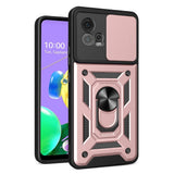 Motorola Moto G72 Craftsman Bakdeksel m. Magnetisk Kickstand &amp; Cam Slider - Rose gull