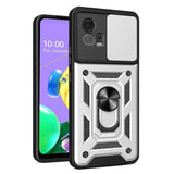 Motorola Moto G72 Craftsman Bakdeksel m. Magnetisk Kickstand &amp; Cam Slider - Sølv