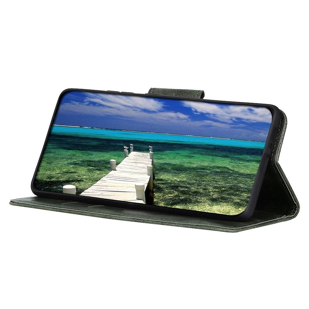 Xiaomi Redmi Note 12 (4G) Flip-deksel i lær m. Lommebok- og stativfunksjon - Grønn