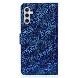 Samsung Galaxy A24 Leather Flip Cover m. Lommebok og stropp - Glitter Design - Blå