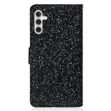 Samsung Galaxy A34 (5G) Flip-deksel i lær m. Veske og stropp - Glitter Design - Svart