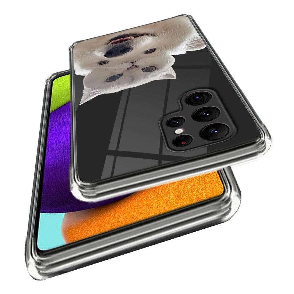 Samsung Galaxy S23 Ultra Plastic Transparent Bakdeksel m. Motiv - Hund &amp; Katt