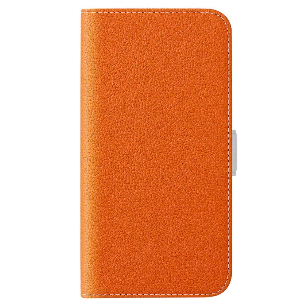 Samsung Galaxy A24 PU Litchi Leather Flip Cover m. Magnetisk lukking - oransje