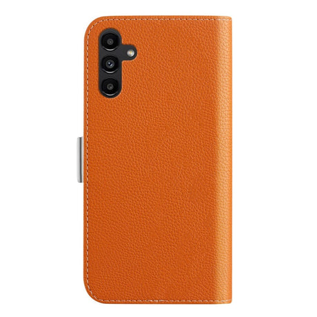 Samsung Galaxy A24 PU Litchi Leather Flip Cover m. Magnetisk lukking - oransje