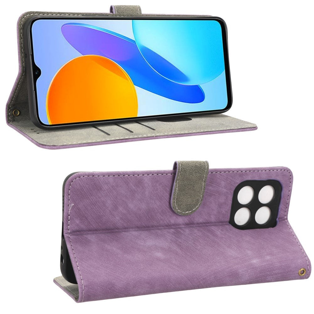 Honor 70 Lite Leather Flip Cover m. Lommebok og stropp - Lilla