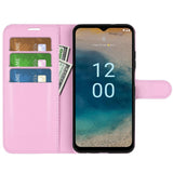 Nokia G22 Litchi Leather Flip Cover m. Lommebok - Rosa