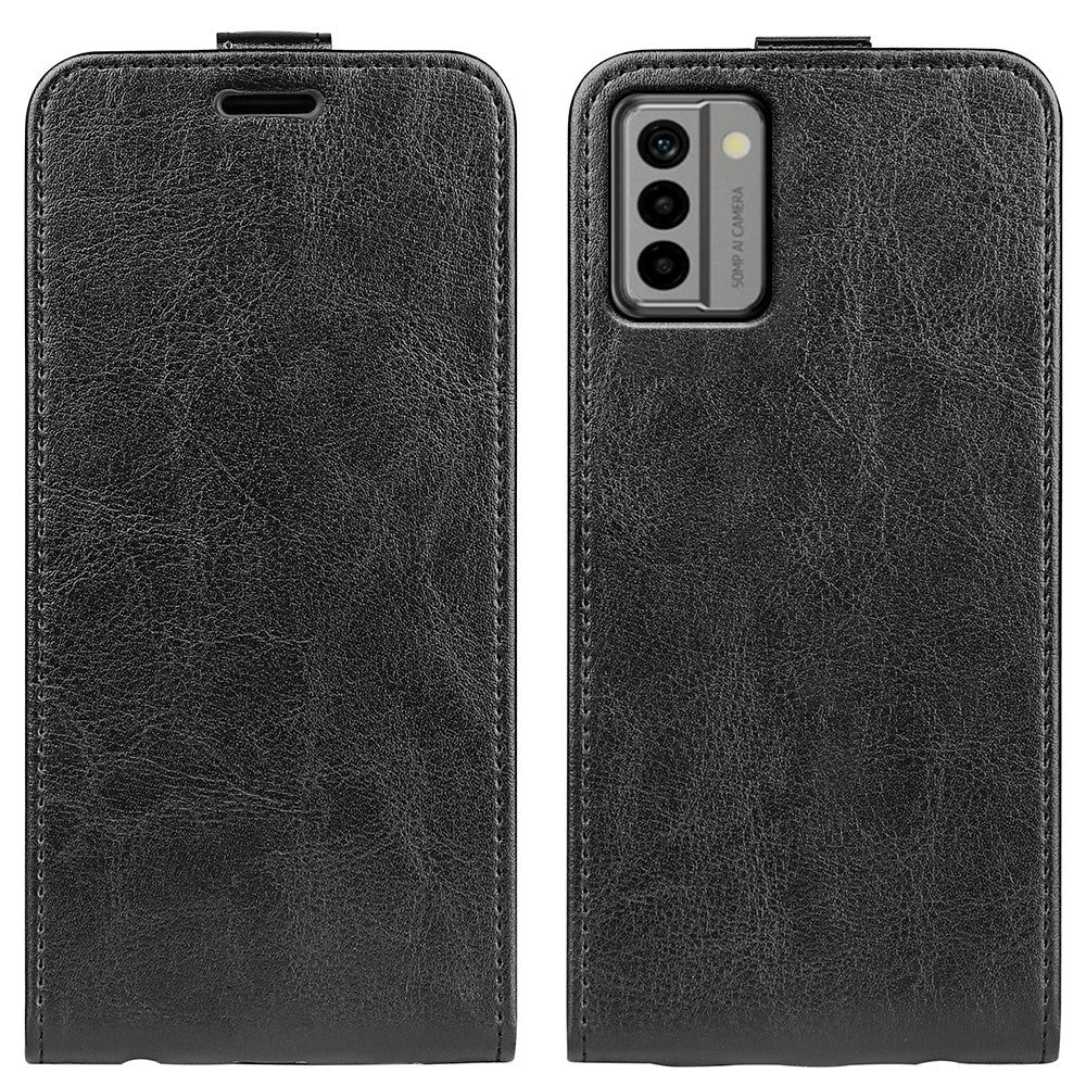 Nokia G22 Vertical Flip Leather Cover m. Kortholder - Sort