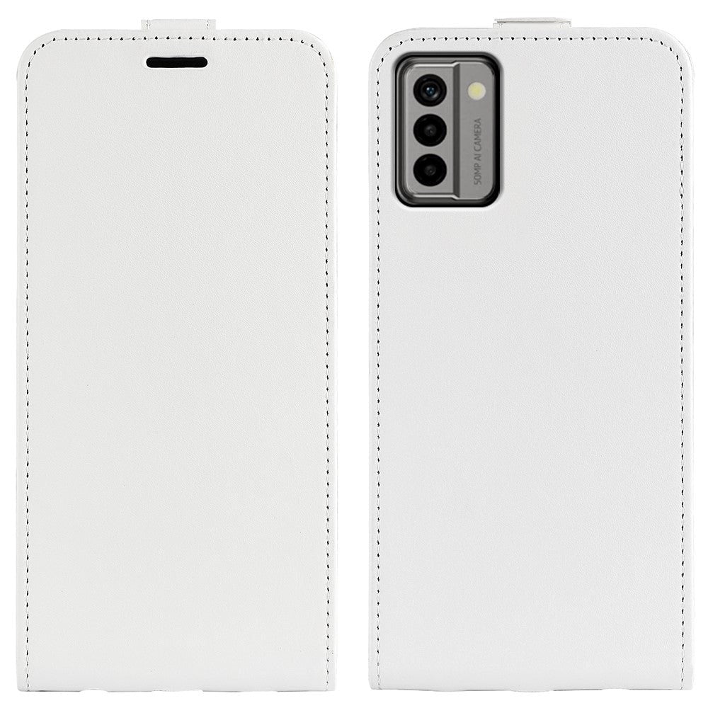 Nokia G22 Vertical Flip Leather Cover m. Kortholder - Hvit