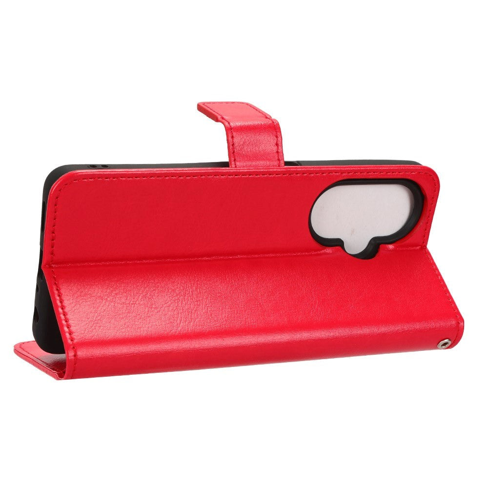 OnePlus Nord CE 3 Lite Leather Flip Cover m. Lommebok- og stativfunksjon - rød