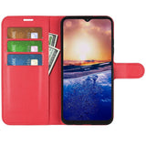 TCL 40R 5G Litchi Læder Flip Cover m. Pung - Rød