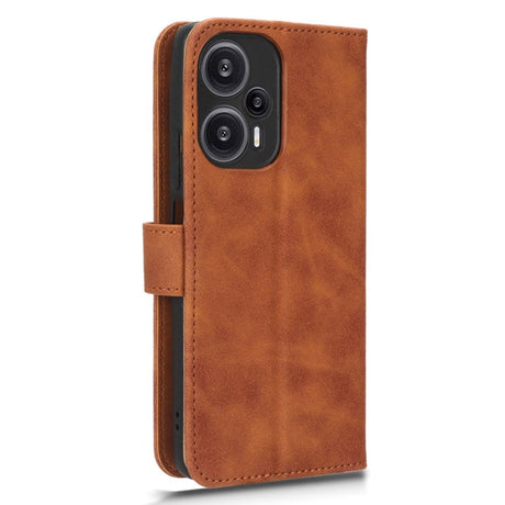 Xiaomi Poco F5 Leather Flip Cover m. Lommebok og stativfunksjon - brun
