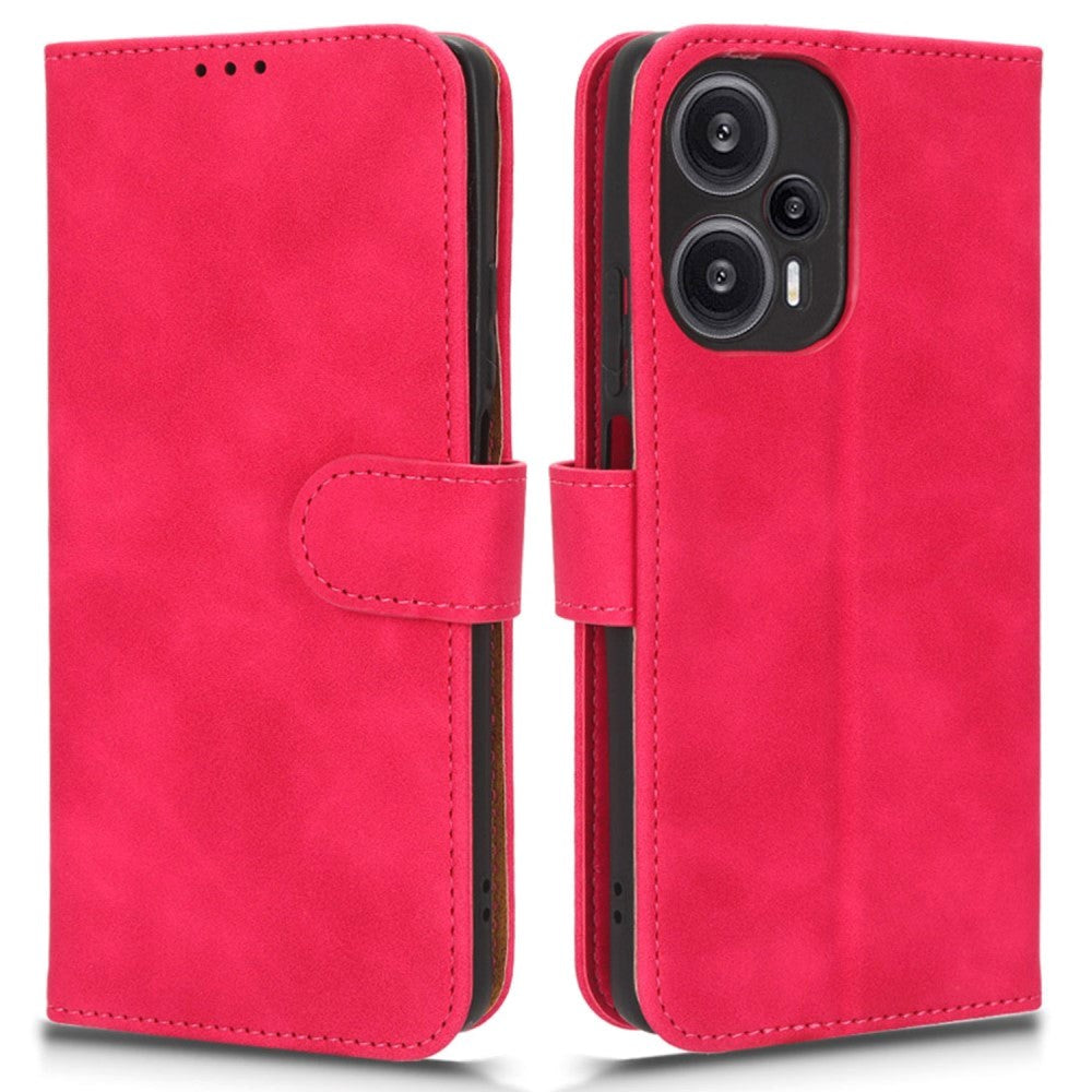 Xiaomi Poco F5 Leather Flip Cover m. Lommebok og stativfunksjon - Rosa