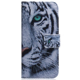 Google Pixel 8 Leather Flip Cover m. Lommebok og trykk - Tiger