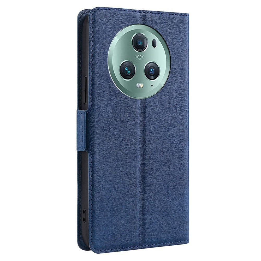 Honor Magic5 Pro Leather Flip Cover m. Kortholder og stativfunksjon - Mørkeblå