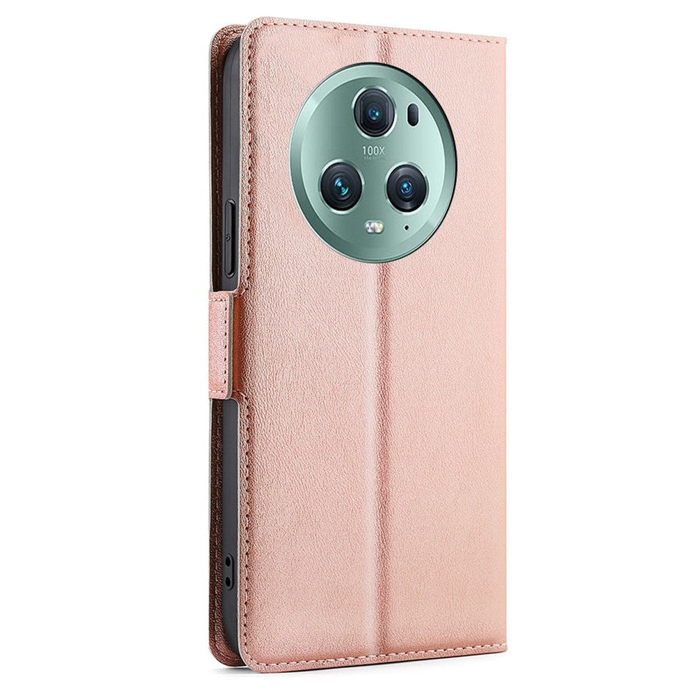Honor Magic5 Pro Læder Flip Cover m. Kortholder & Ståfunktion - Rose Gold
