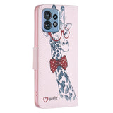 Motorola Edge 40 Pro Leather Flip Cover m. Lommebok og trykk - Giraffe
