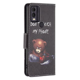 Nokia C22 Leather Flip Cover m. Pung &amp; Print - "Don't Touch My Phone" Bjørn