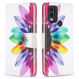 Nokia C22 Leather Flip Cover m. Lommebok og trykk - farget blomst