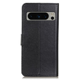 Google Pixel 8 Pro Litchi Leather Flip Cover m. Lommebok - Svart