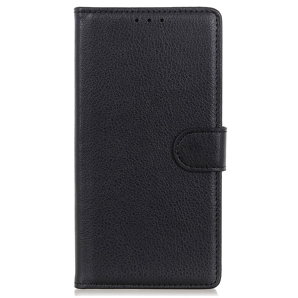 Google Pixel 8 Litchi Leather Flip Cover m. Lommebok - Svart