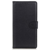 Google Pixel 8 Litchi Leather Flip Cover m. Lommebok - Svart