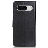 Google Pixel 8 Litchi Leather Flip Cover m. Lommebok - Svart