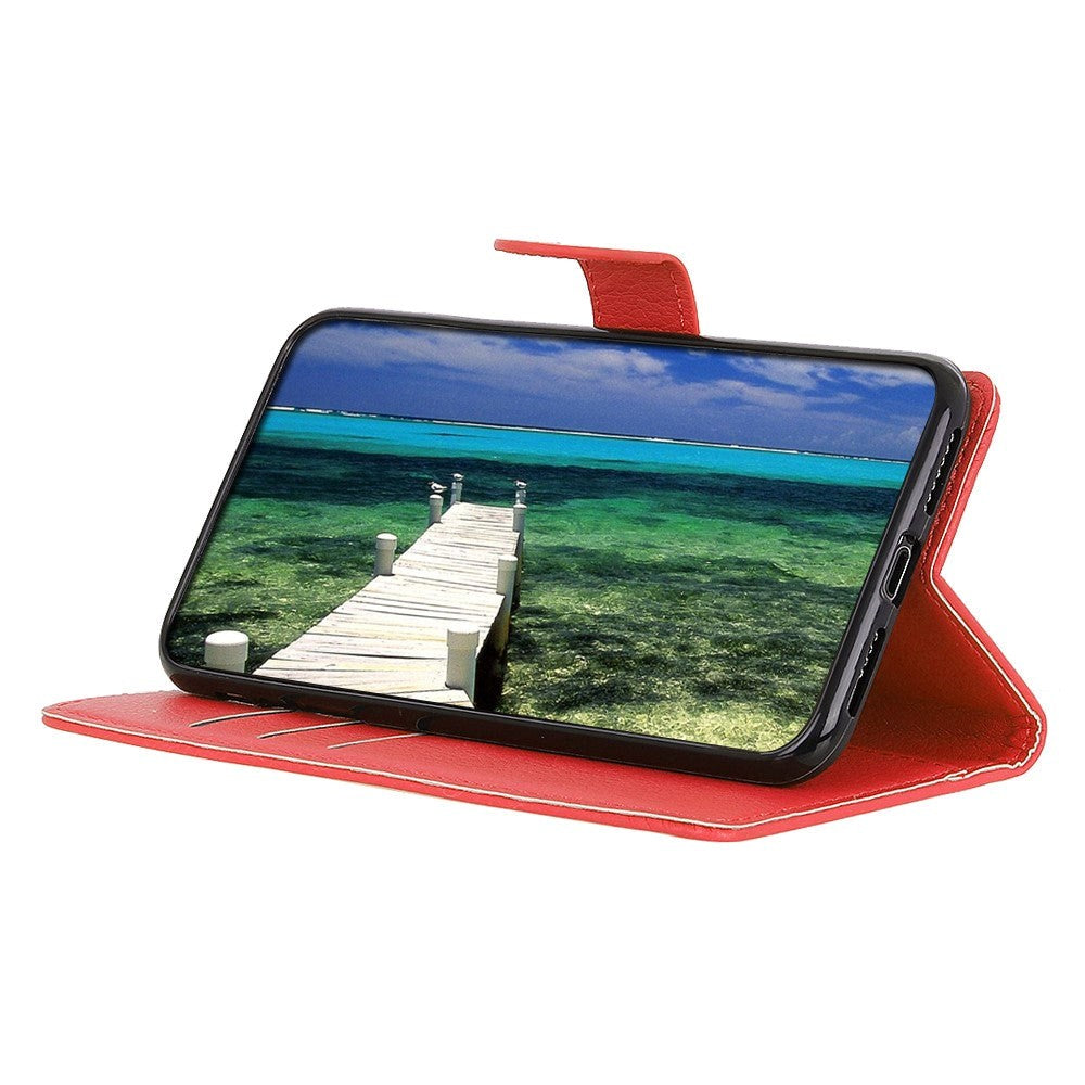 Google Pixel 8 Litchi Læder Flip Cover m. Pung - Rød