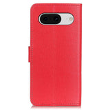 Google Pixel 8 Litchi Læder Flip Cover m. Pung - Rød