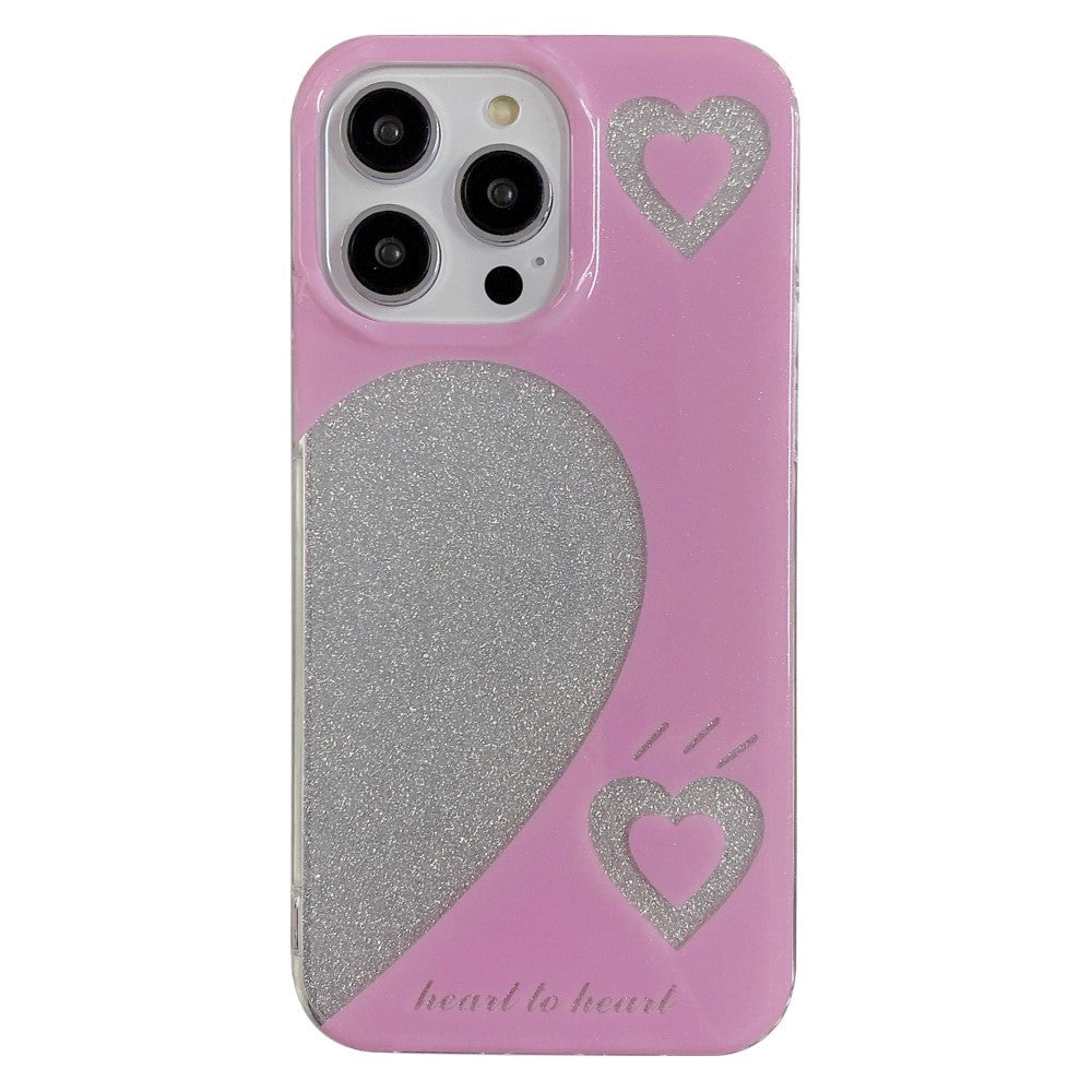 iPhone 13 Pro Glitter Plastic Bakdeksel - Heart To Heart