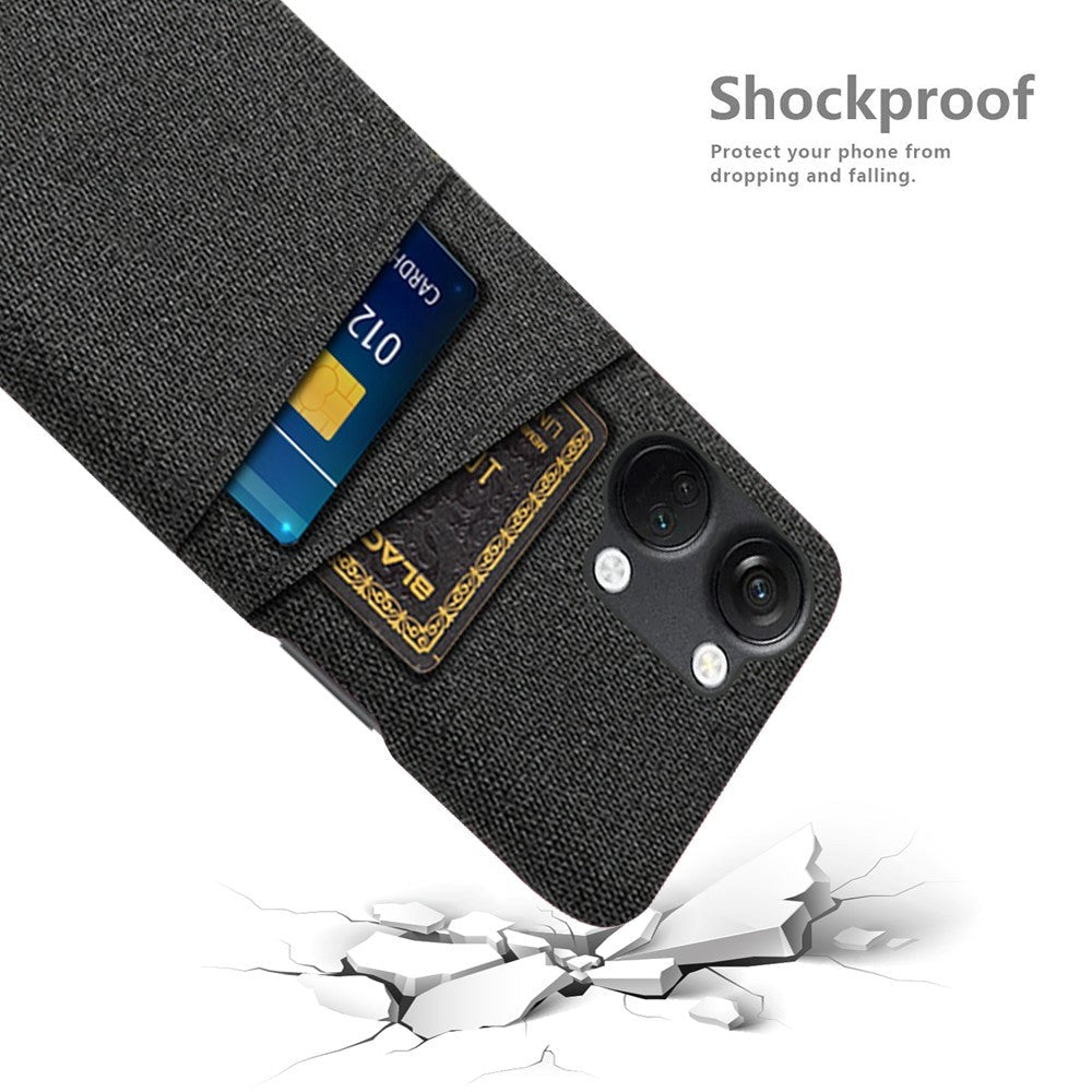 OnePlus Nord 3 (5G) Stoffdekket plastbakdeksel med kortholder - svart