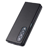 EIDERWOOD Samsung Galaxy Z Fold4 (5G) Hårdt Plastik Bagside Cover m. Lædertekstur - Sort