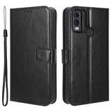 Nokia C22 Leather Flip Cover m. Lommebok og stropp - Svart