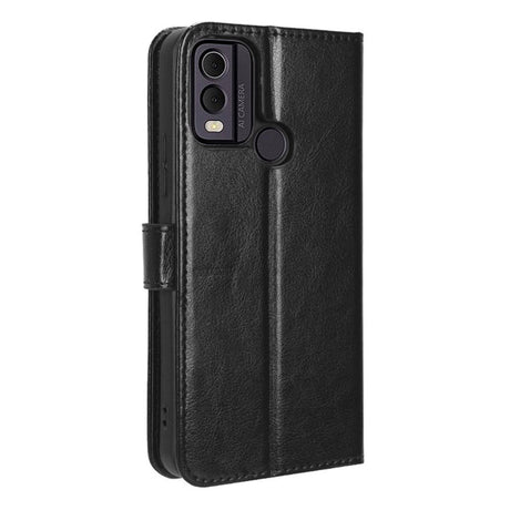 Nokia C22 Leather Flip Cover m. Lommebok og stropp - Svart