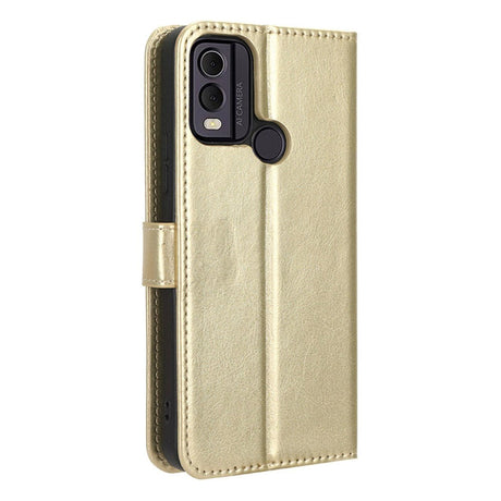 Nokia C22 Leather Flip Cover m. Lommebok og stropp - Gull