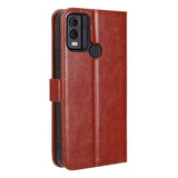 Nokia C22 Leather Flip Cover m. Lommebok og stropp - Brun