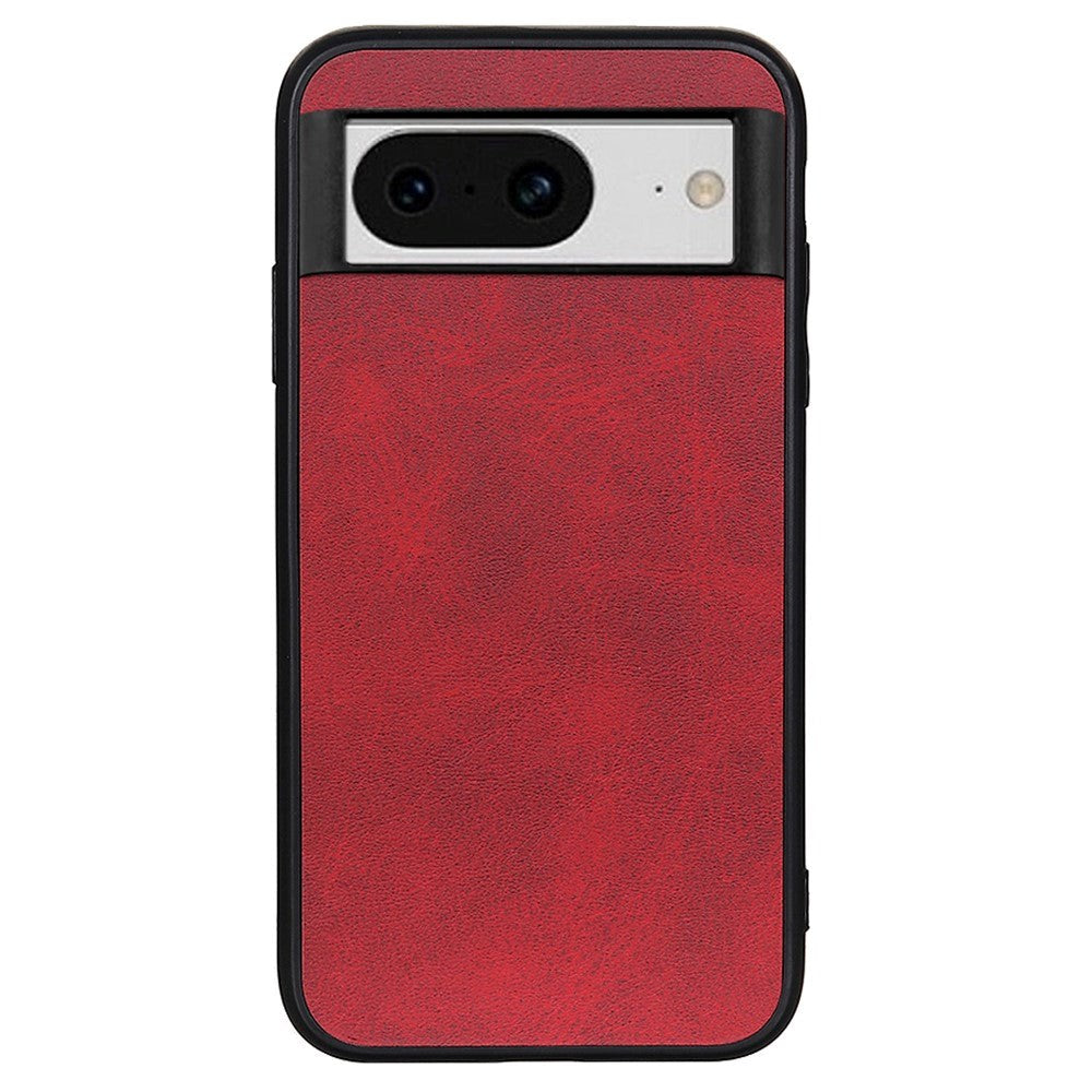 Google Pixel 8 Læderbelagt Plastik Bagside Cover - Rød