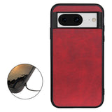Google Pixel 8 Læderbelagt Plastik Bagside Cover - Rød