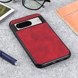 Google Pixel 8 Læderbelagt Plastik Bagside Cover - Rød
