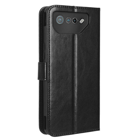 Asus ROG Phone 7 Leather Flip Cover m. Lommebok og stropp - Svart