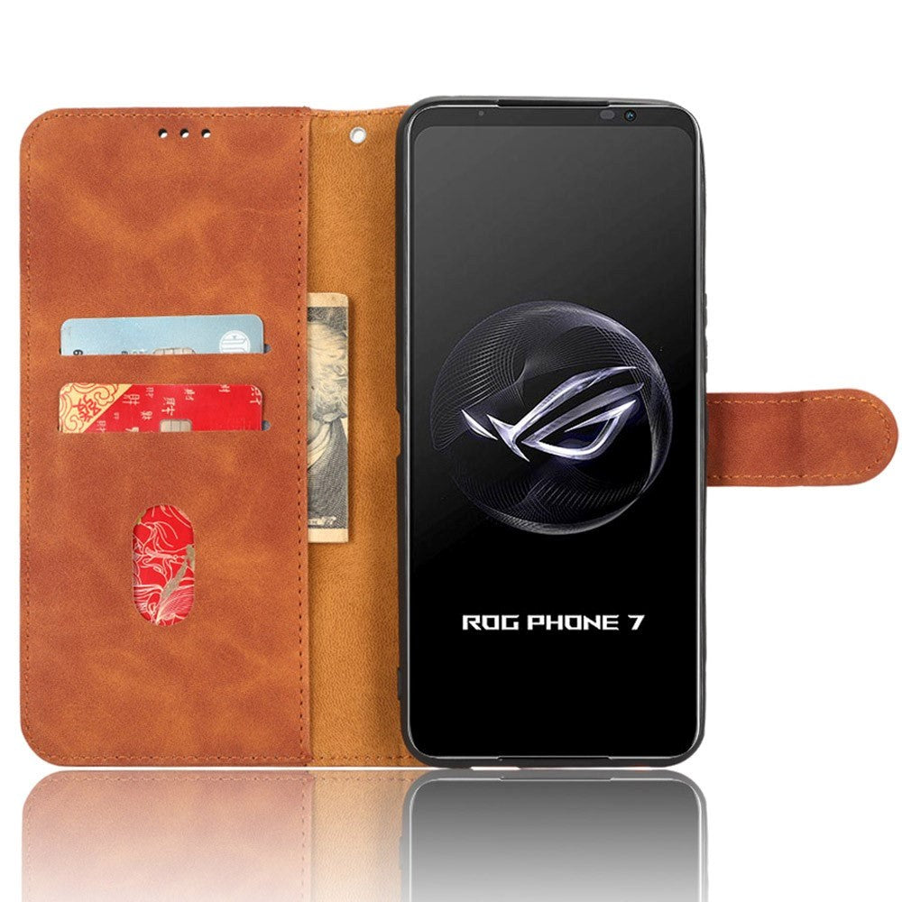 Asus ROG Phone 7 Faux Leather Flip Cover m. Lommebok og stropp - brun