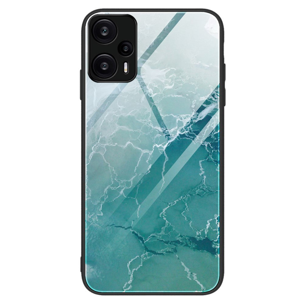 Xiaomi Poco F5 deksel m. Bakside av glass - turkis marmor