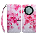 Honor Magic5 Lite Light Spot Leather Cover - Rosa blomster
