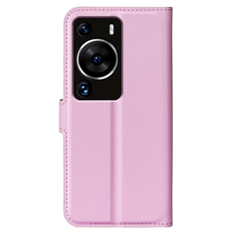 Huawei P60 Pro Litchi Leather Flip Cover m. Lommebok - Rosa