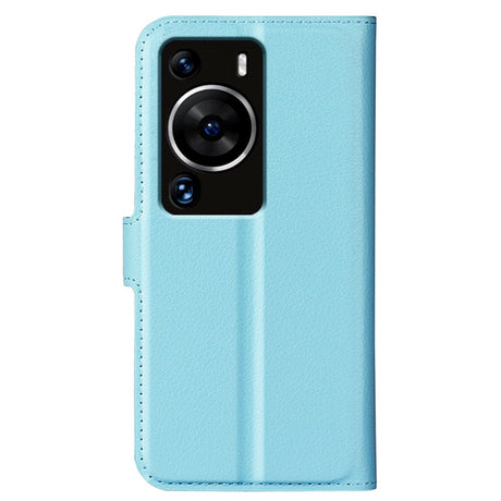 Huawei P60 Pro Litchi Leather Flip Cover m. Lommebok - Blå