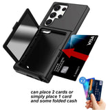 Samsung Galaxy S23 Ultra Hybrid Craftsman Bakdeksel m. Kortholder &amp; innebygd speil - svart