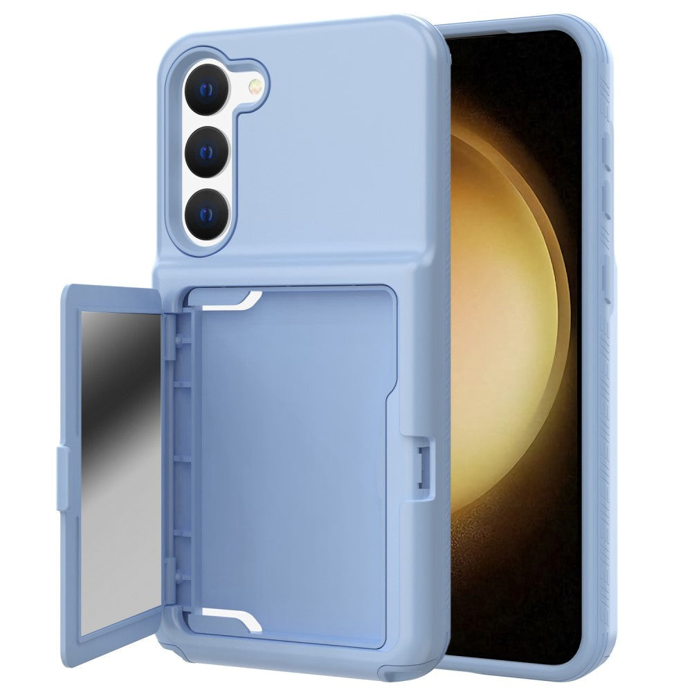 Samsung Galaxy S23 Hybrid Craftsman Bakdeksel m. Kortholder &amp; innebygd speil - blå