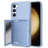 Samsung Galaxy S23 Hybrid Craftsman Bakdeksel m. Kortholder &amp; innebygd speil - blå