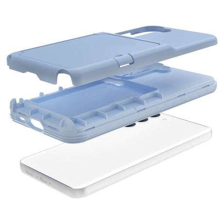 Samsung Galaxy S23 Hybrid Craftsman Bakdeksel m. Kortholder &amp; innebygd speil - blå