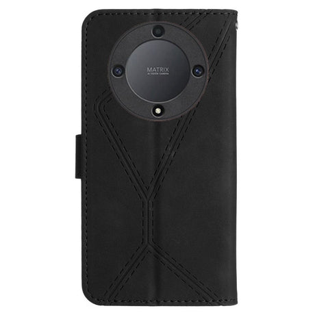 Honor Magic5 Lite Leather Flip Cover m. Lommebok og stropp - Svart